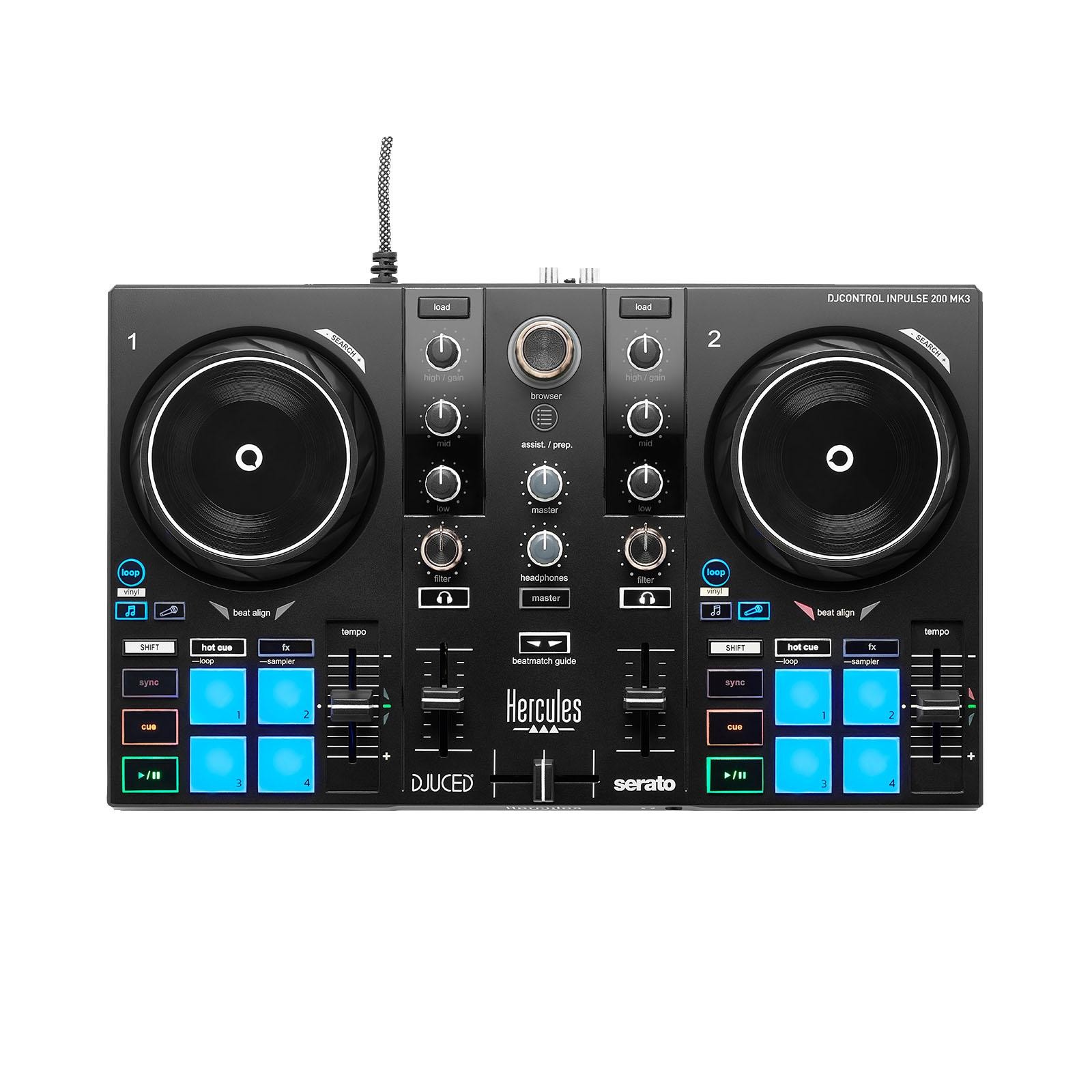 Hercules DJControl Inpulse 200 MK3 DJ Controller with Case Package