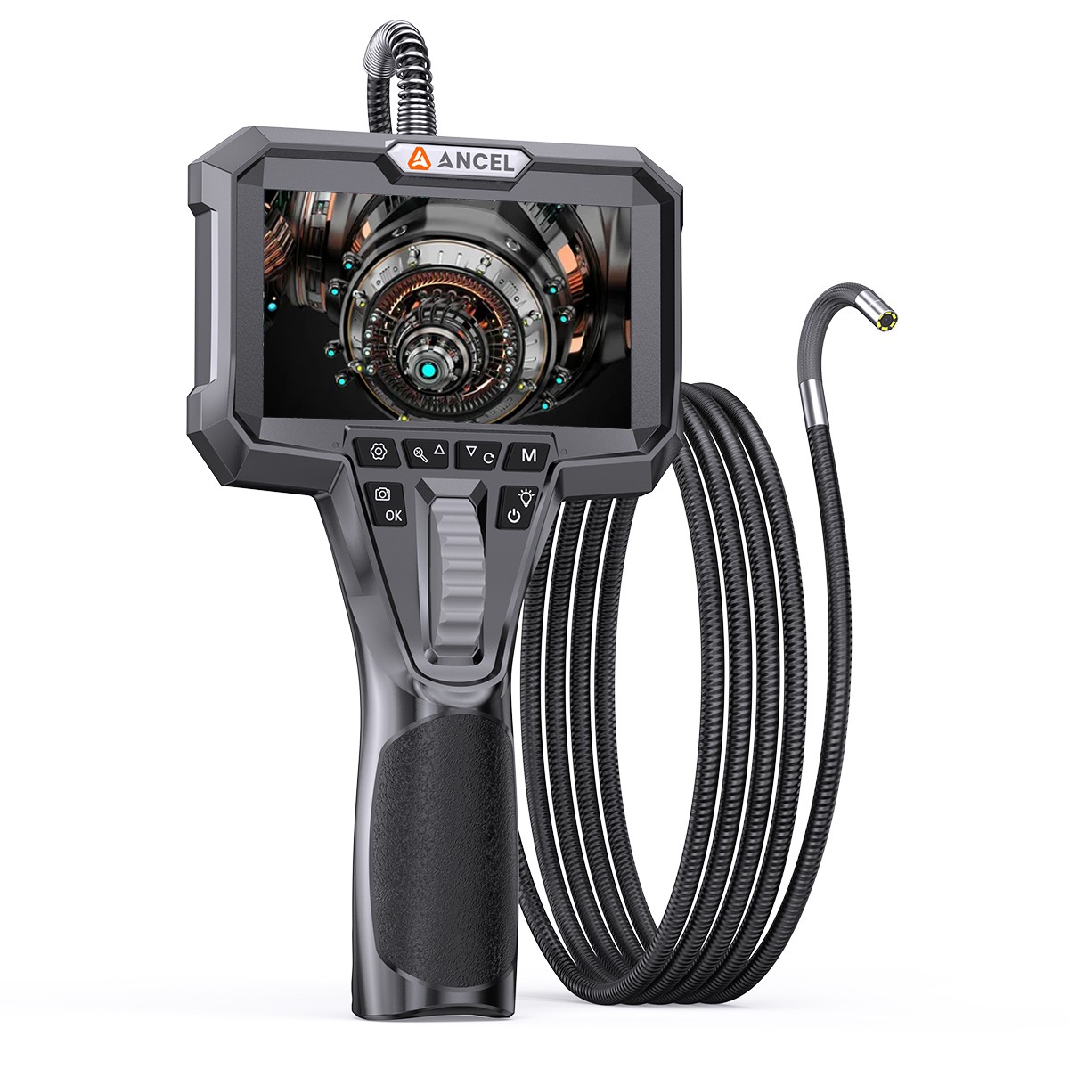 ANCEL AN301 Endoscope Camera 4.3" Inspection Camera Borescope Articulating 210°