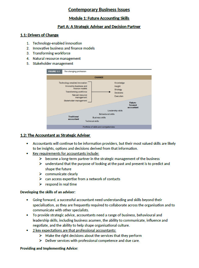 CPA Australia | Contemporary Business Issues | Grade HD Notes & Index S1 2026
