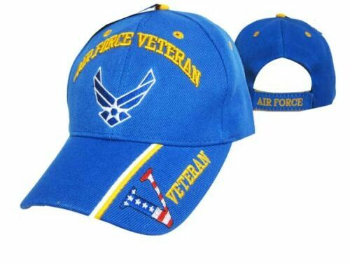 U.S. AIR FORCE Hat USAF VETERAN Military Licensed Baseball Cap ROYAL Blue/White