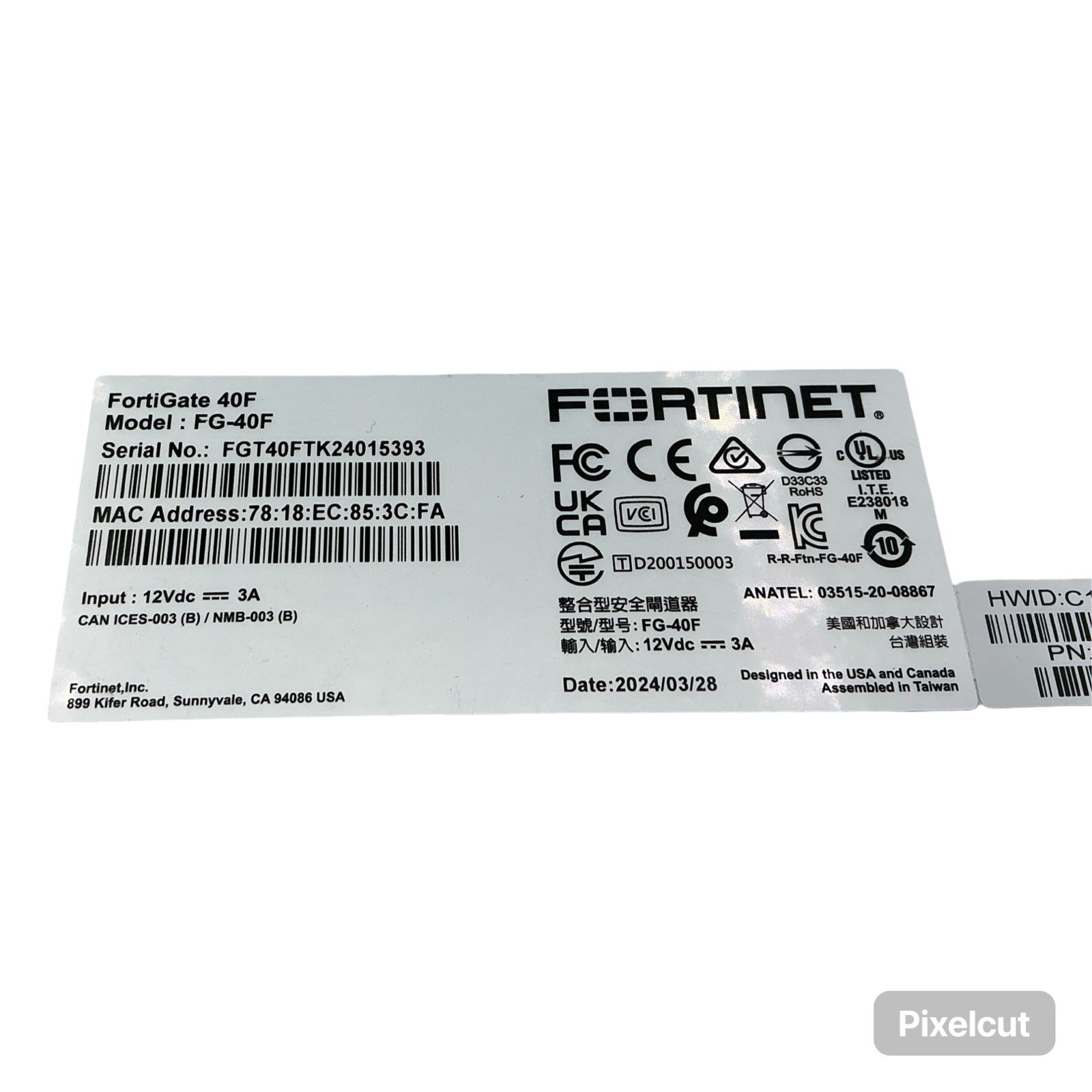 Fortinet FortiGate 40F Next Generation Firewall FG-40F SD-WAN Untested No PSU