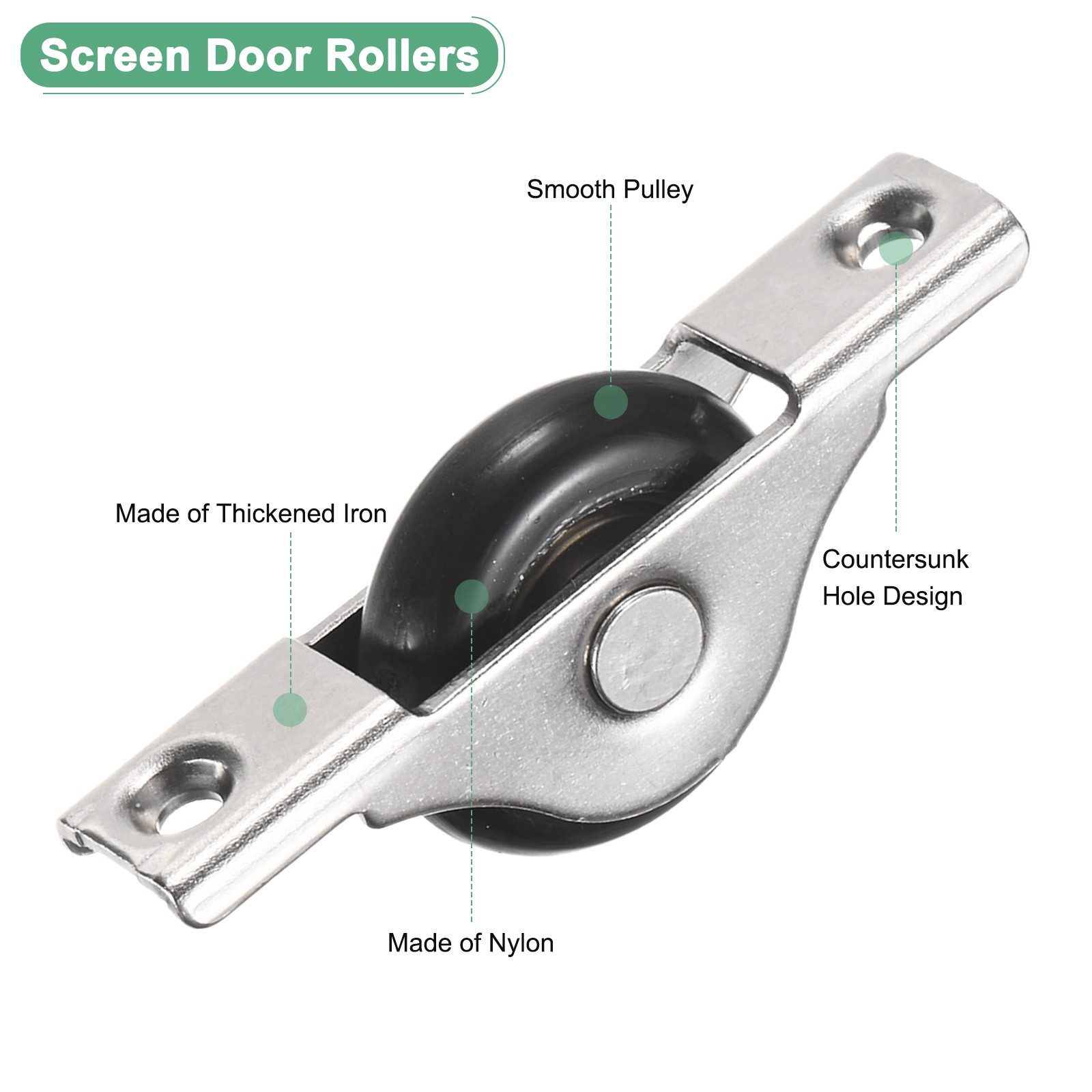 5-Pack Screen Door Rollers, 30mm/1.18" Dia Nylon Single Wheel [Black]
