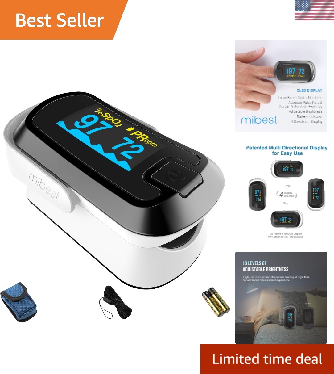 Accurate OLED Pulse Oximeter with Dual Color Display for Sports Enthusiasts