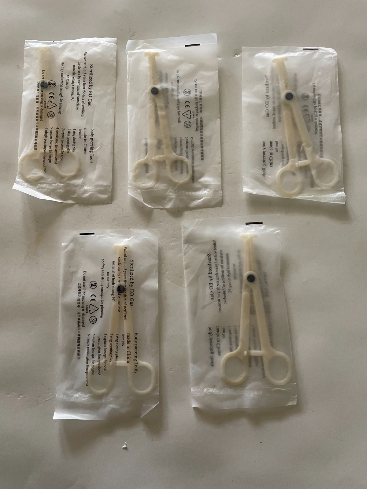 5X EO Gas Sterilized  Body Piercing Septum Clamp Plier Tool Disposable Sealed