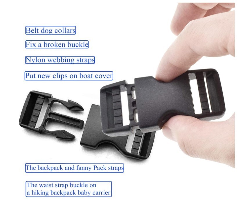 Plastic Buckle Clips for 1 Inch Straps, 2 Pack 1" Quick Side Release Buckles