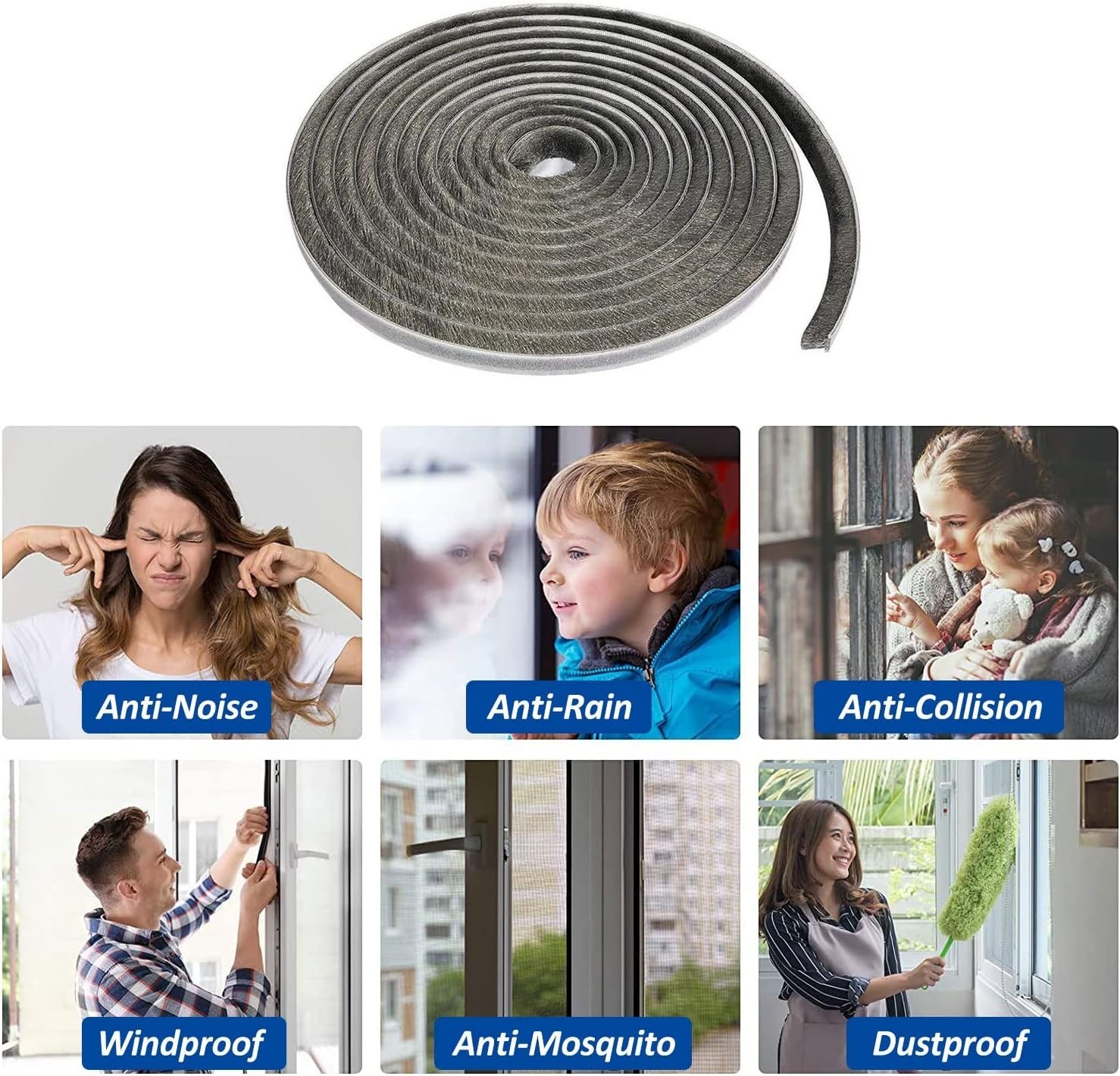 33FT Brush Weather Stripping - Weatherstripping for Sliding Windows/Glass Doors,