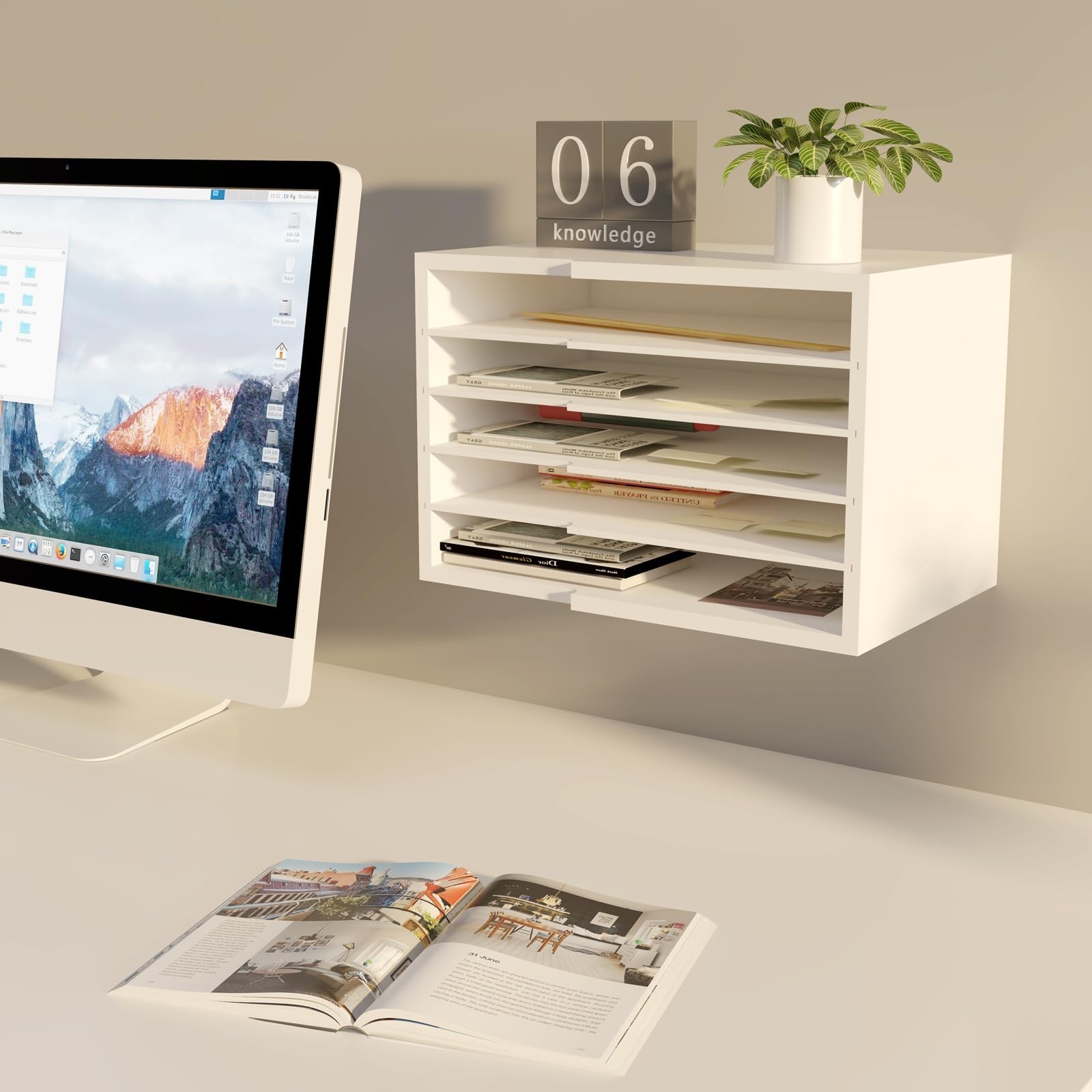 LAPTAIN Desktop File Sorter with 4 Adjustable Shelves for Home and Office, Pa...