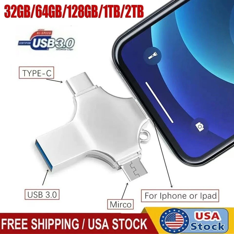 USB 3.0 Flash Drive 128GB Type C Memory Photo Stick for iPhone Android iPad lot