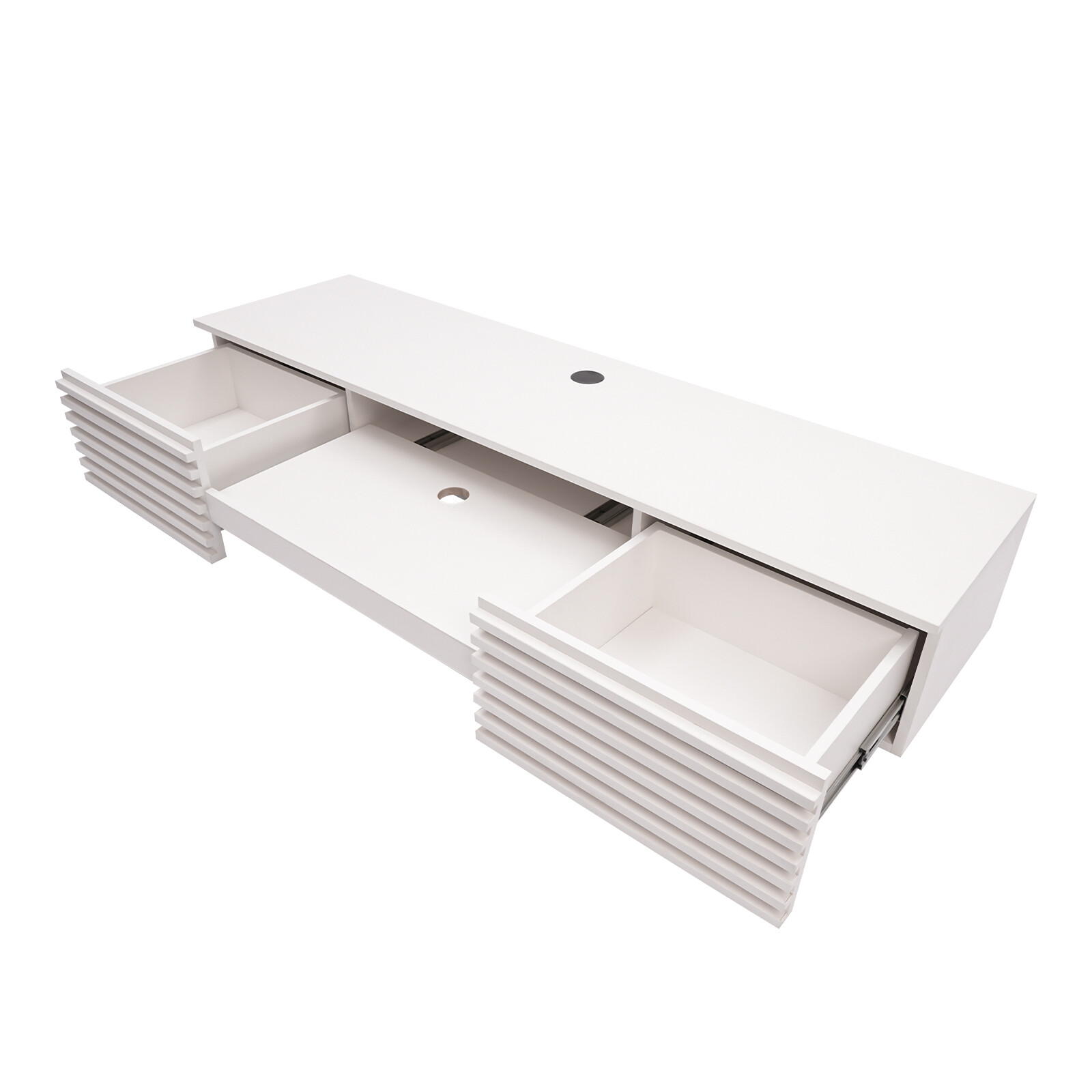 White Floating Wall Mounted Desk with Pull Out Drawer Wall Organizer 120lbs
