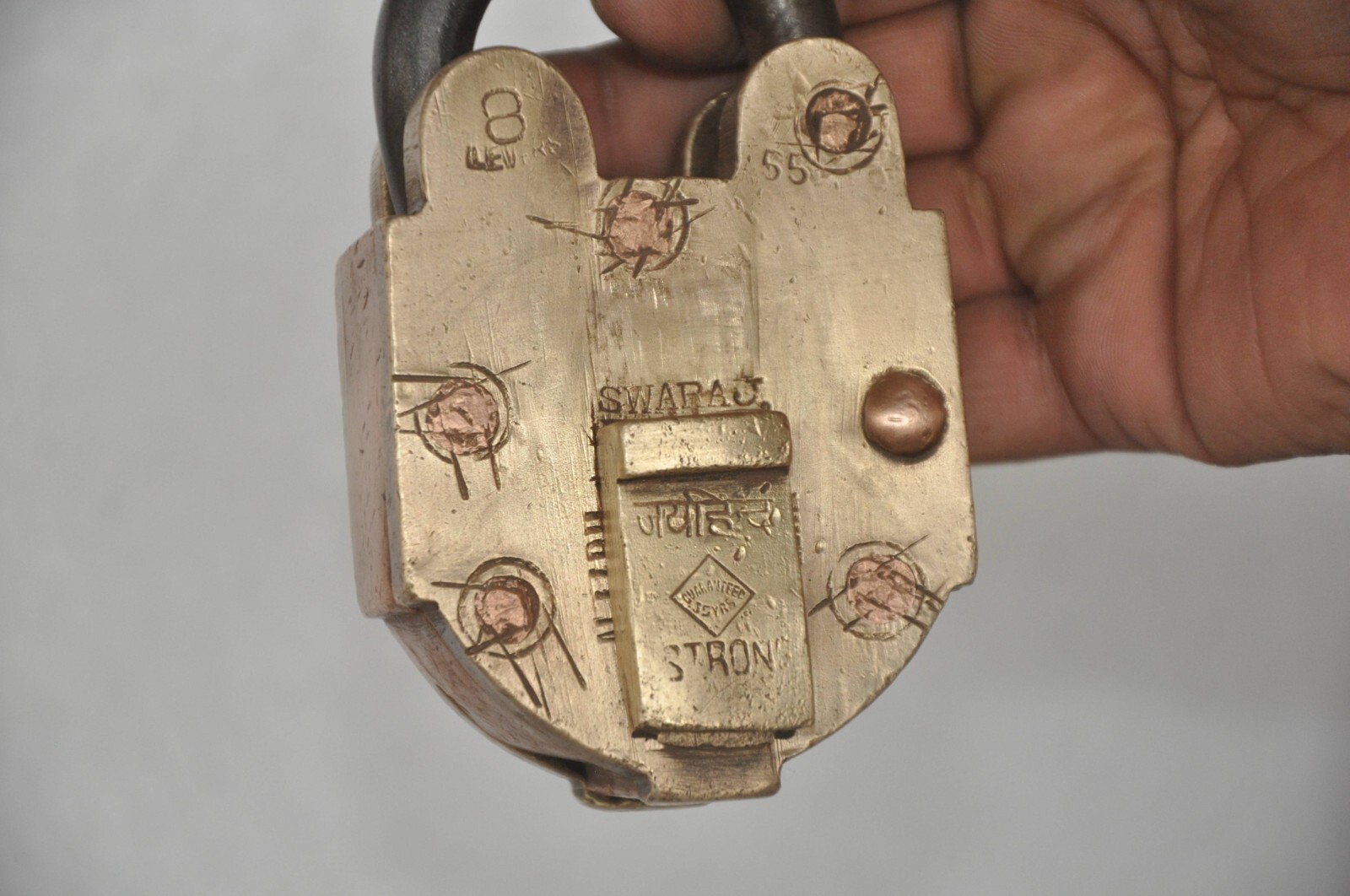 Vintage Brass & Copper Handcrafted Solid Heavy Push Button Tricky Padlock