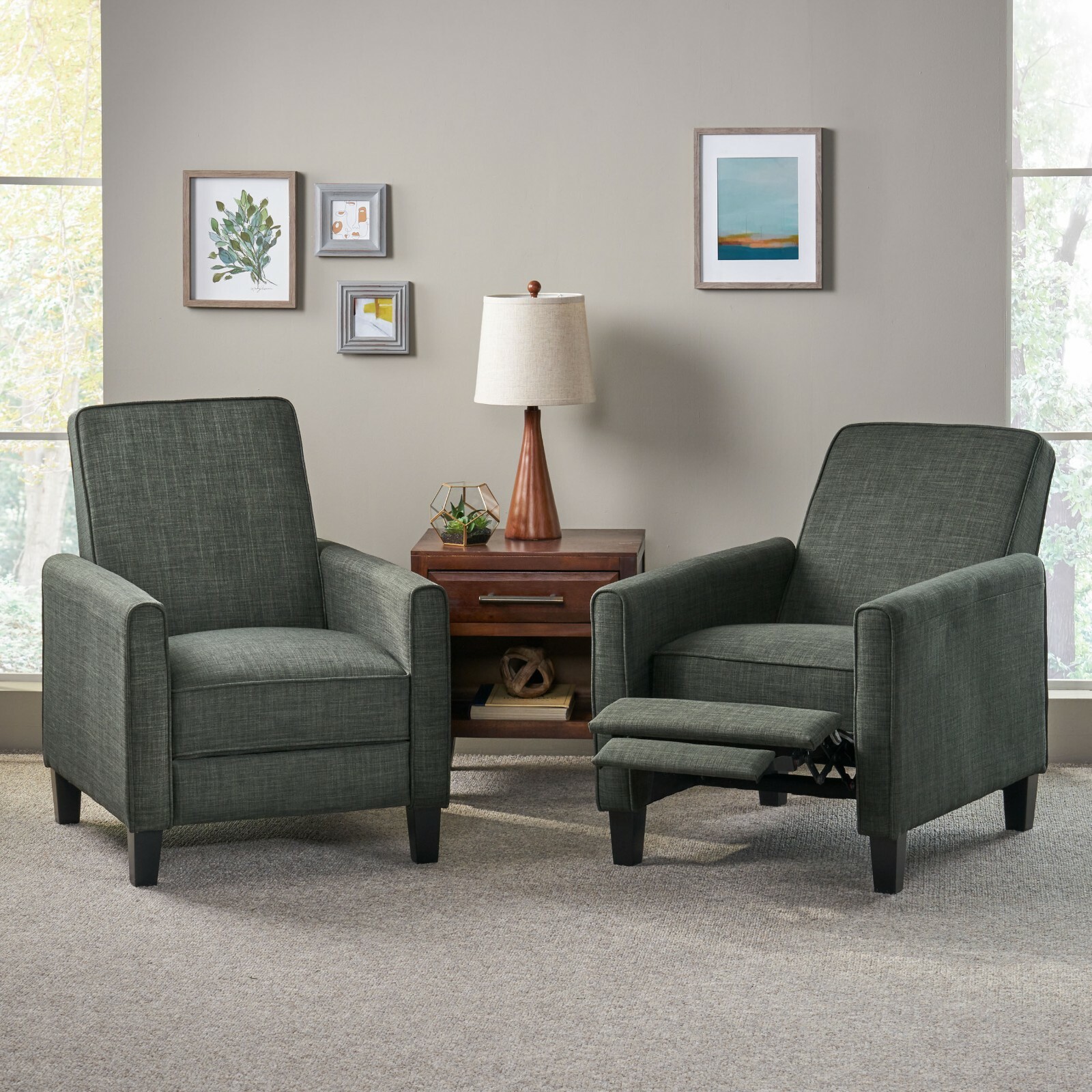 Lucas Contemporary Fabric Recliner (Set of 2)