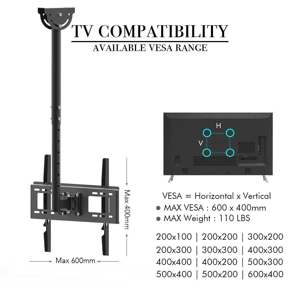 LEADZM Home Office Ceiling TV Wall Mounted Motion Bracket LCD Screen 32"-70"