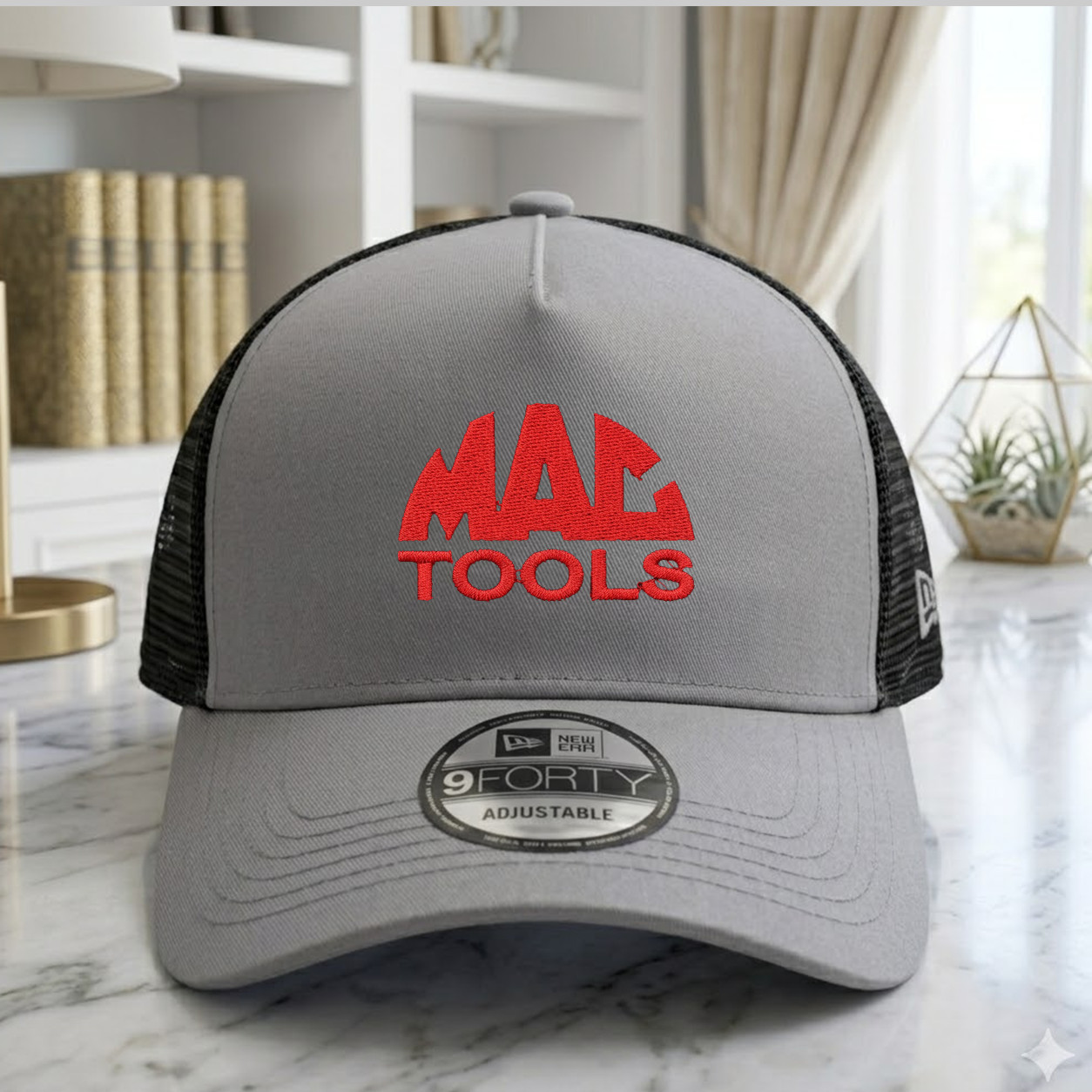 Mac Tools Logo Embroidered Adjustable Trucker Cap Gray/Black Mesh Back