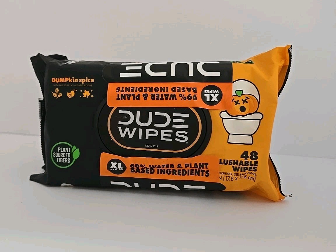 DUDE Wipes DUMPkin Spice XL 7" x 7"  2 - 48ct Packs - READ DESCRIPTION -