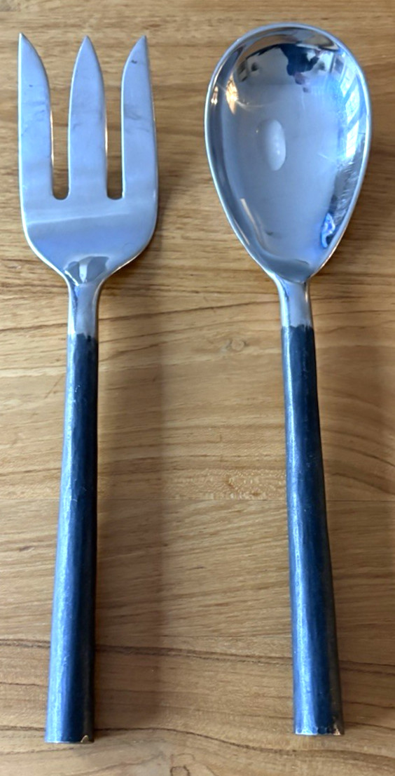 Patino & Wolf Stainless Steel Hand Forged Salad Servers Fork Spoon Set 12" 2 pc