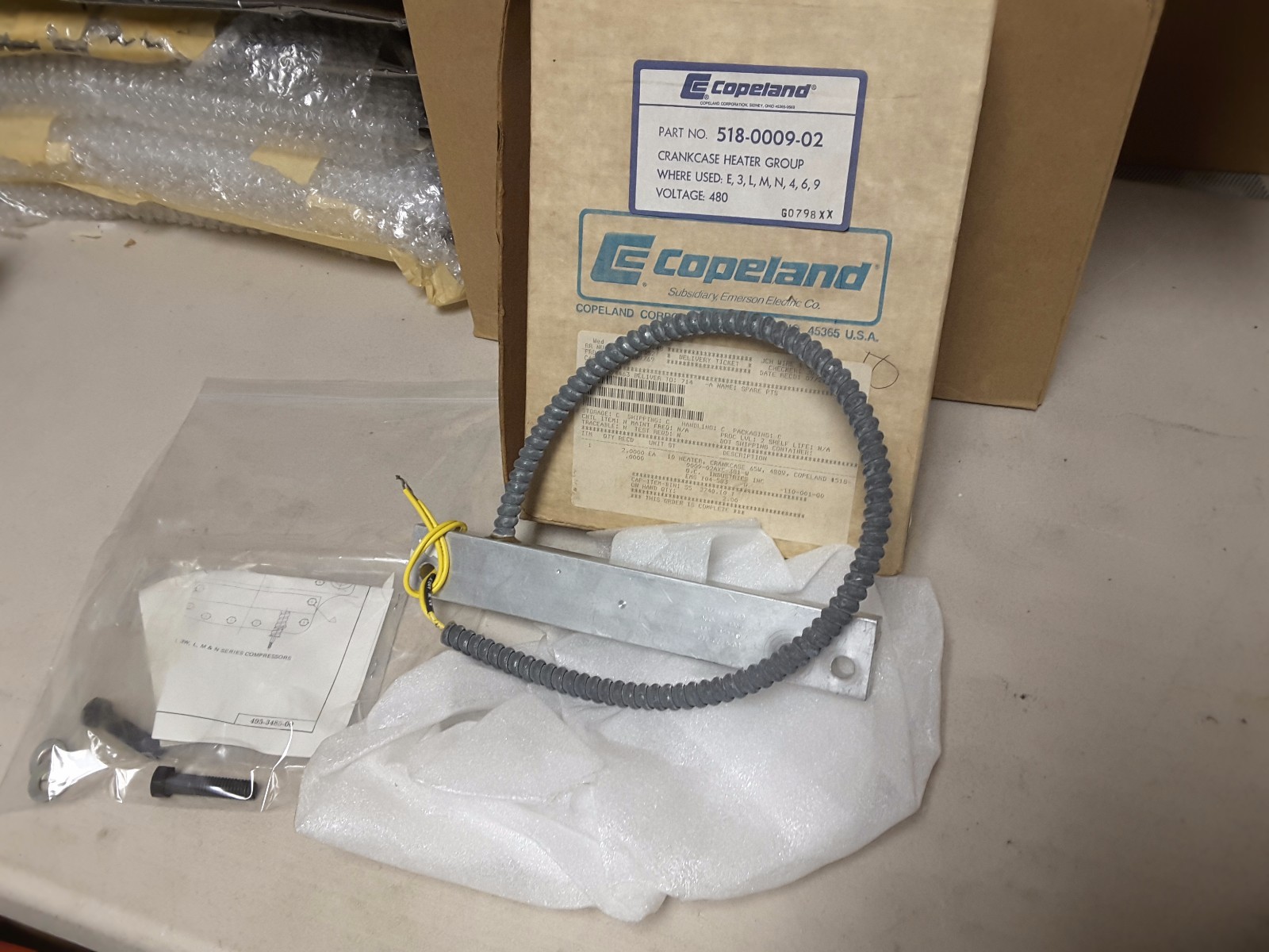 COPELAND 518-0009-02 CRANKCASE HEATER 480V 518-0009-02AXC-381-W  NEW NIB $ 99