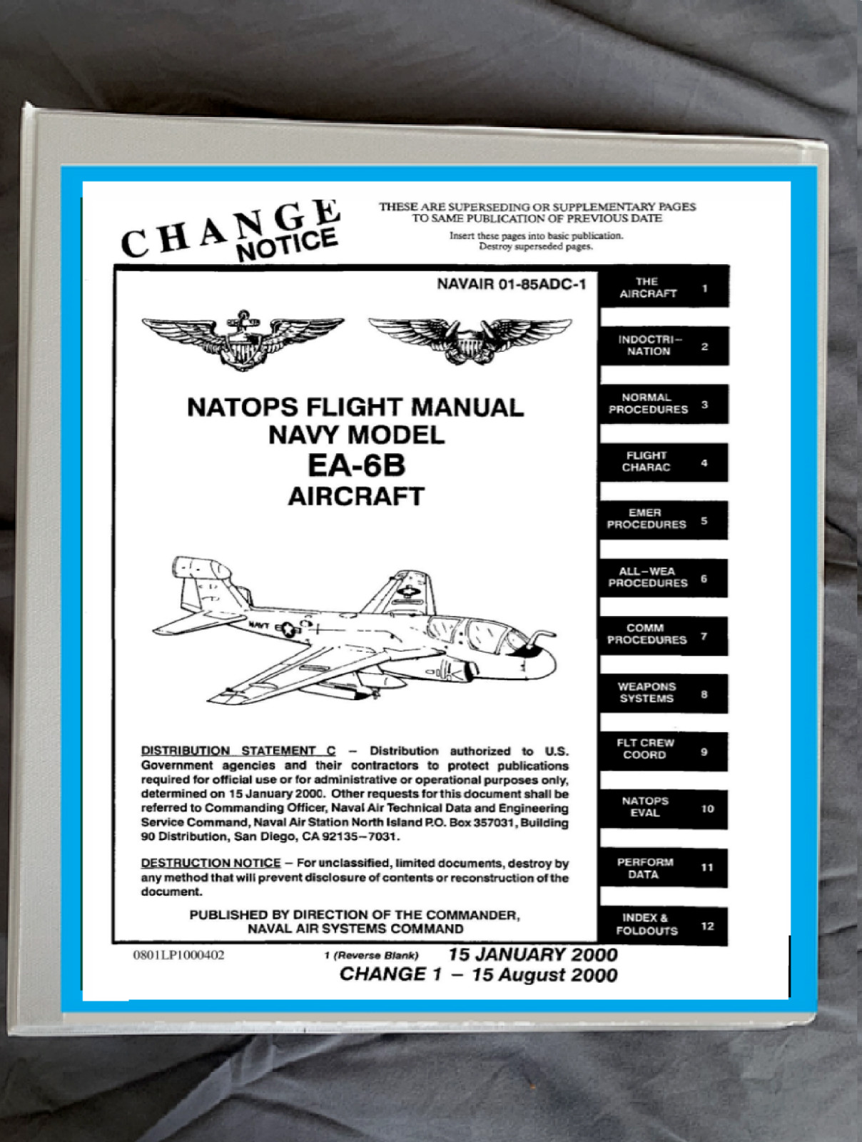 Norhtrop Grumman Ea-6B Prowler  aircraft Operating flight manual manual & binder