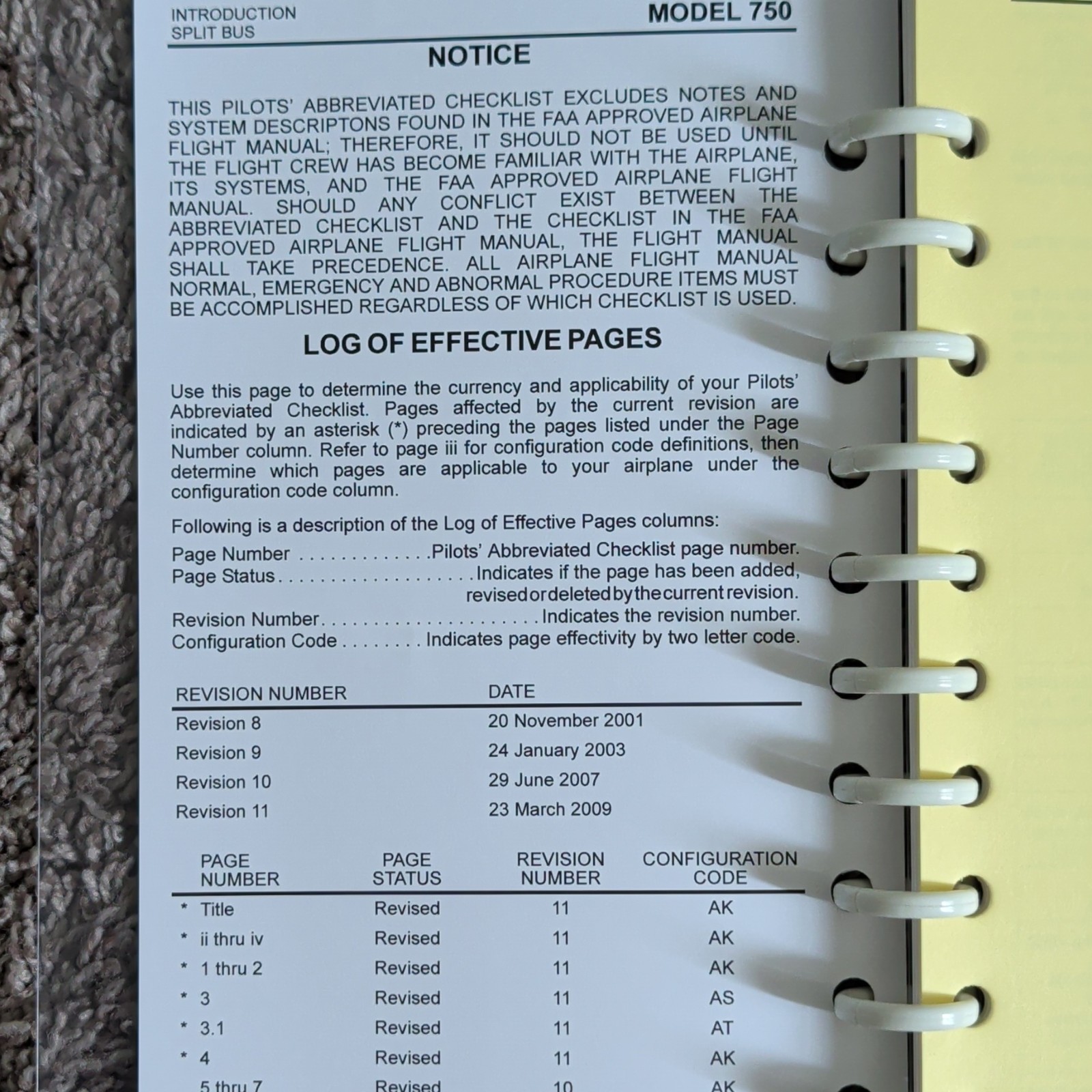 Cessna Citation X Pilots Abbreviated Checklist - Model 759 Normal Procedures