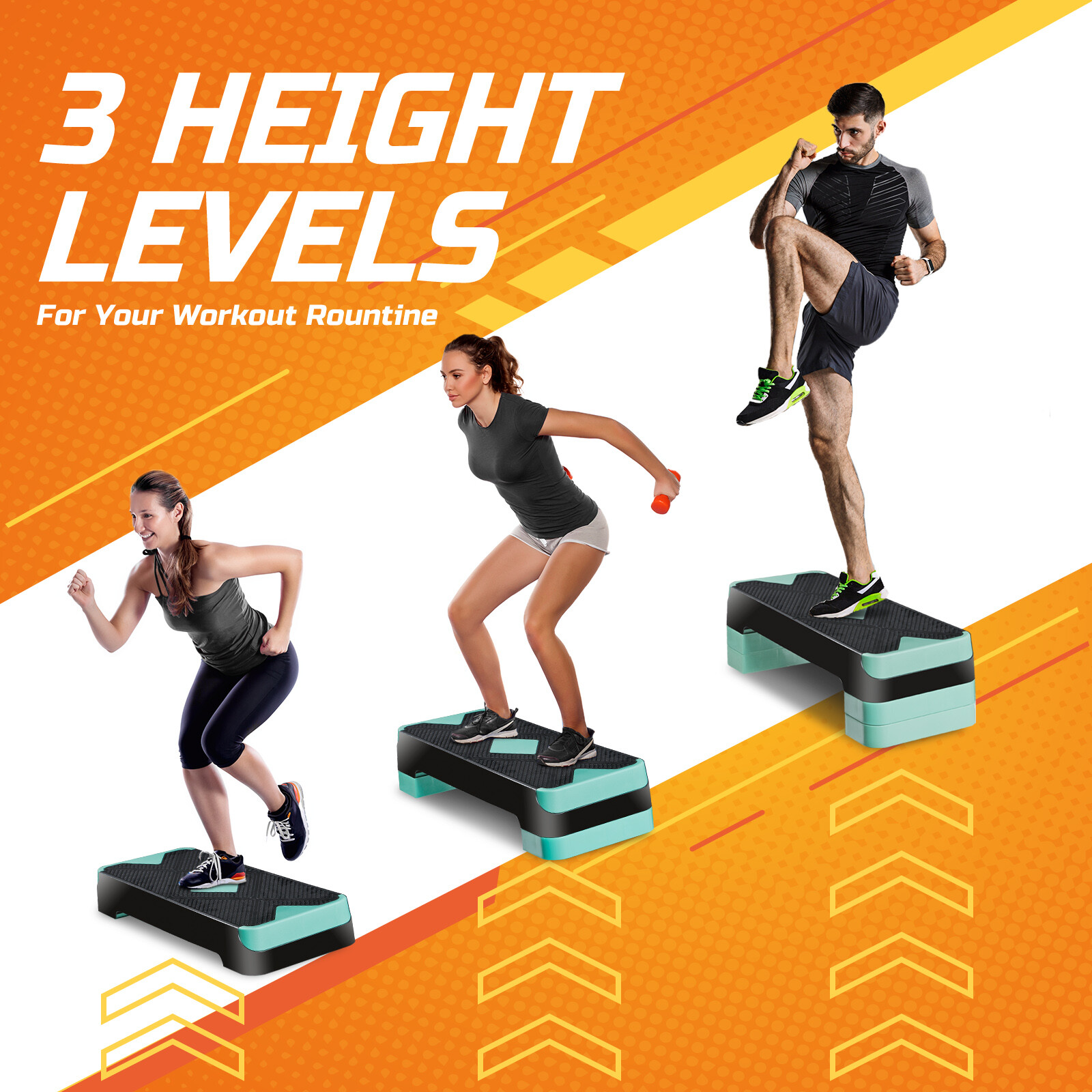 26" Aerobic Exercise Step Platform w/4 Risers Adjustable Workout Stepper 4 Color
