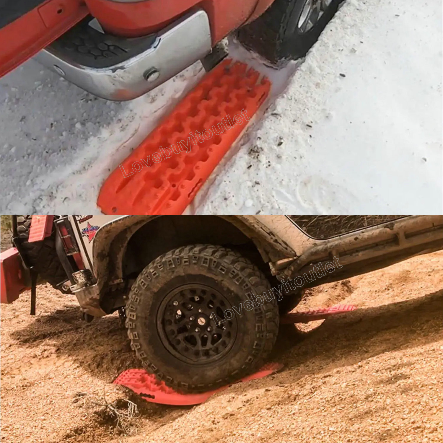2x AUTO Recovery Traction Boards Tire Ladder 4WD Recovery Mat for 4X4 Offroad