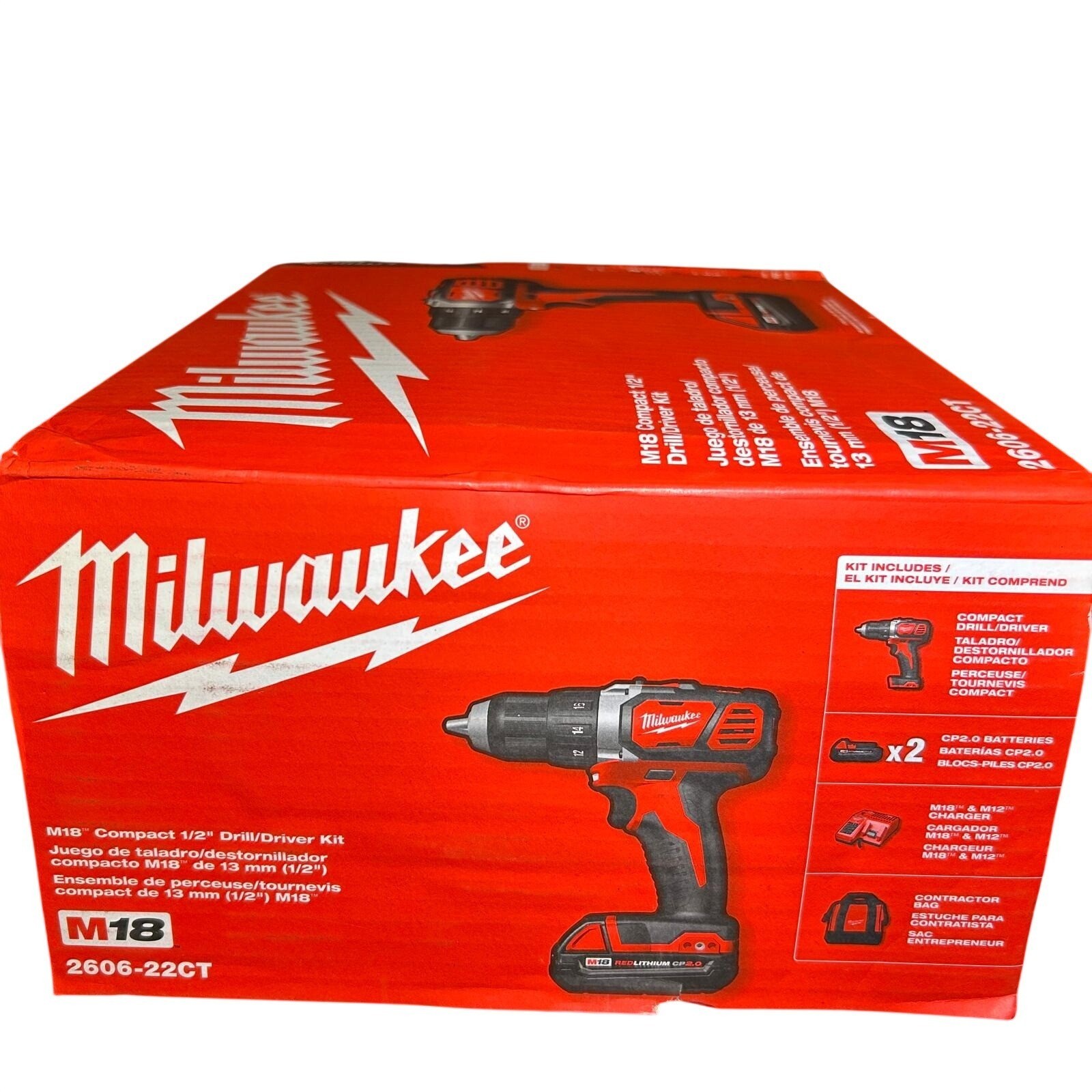 Milwaukee 2606-22CT M18 Compact 1/2 Drill/Driver Kit
