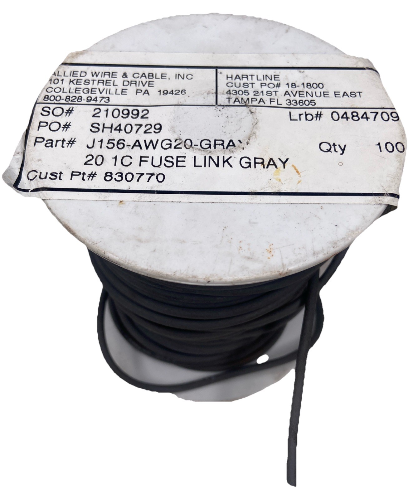 Allied Wire & Cable J156-AWG20-GRAY 20 1C Fuse Link Gray 830770 Unknown Length