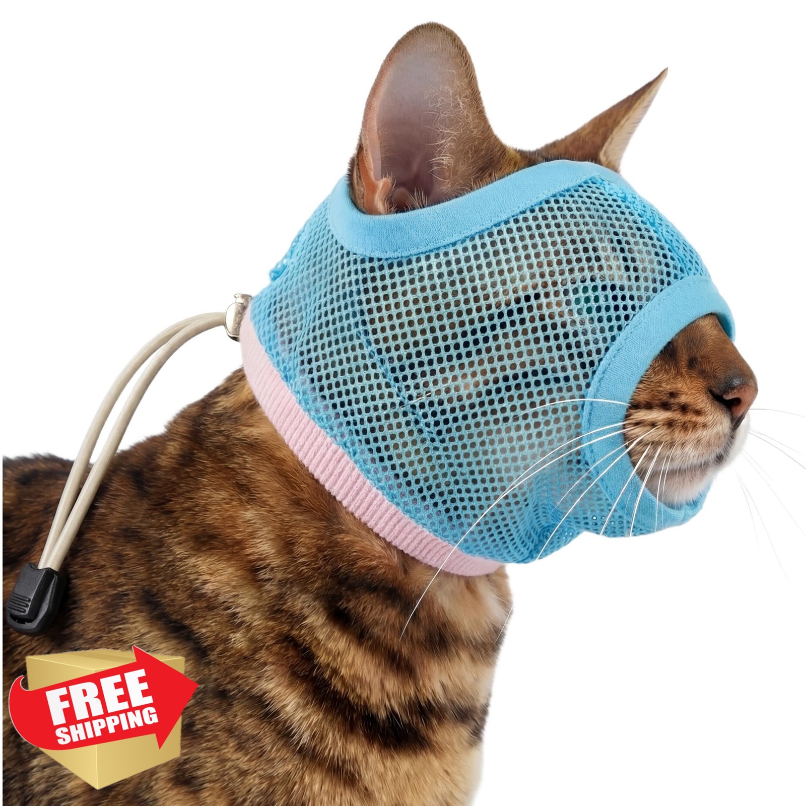PUMYPOREITY Cat Calming Muzzle Blue Small Mesh Breathable Anti-Bite Grooming