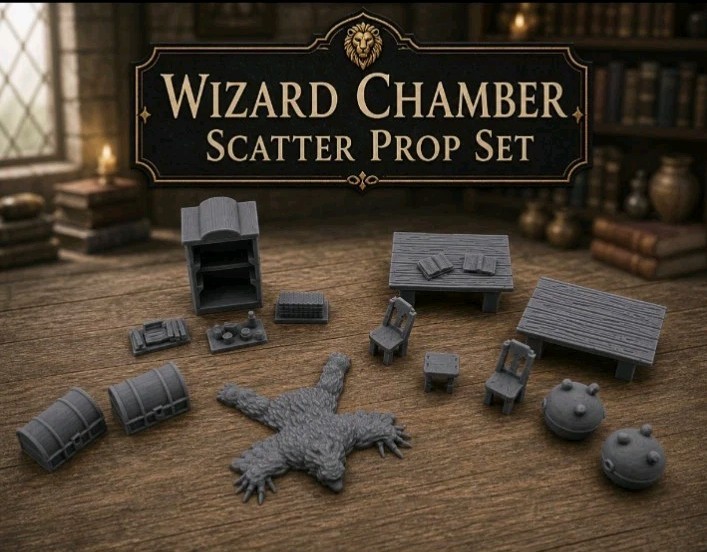 Wizard's Chamber Prop Set -32mm Scale - D&D - Pathfinder - RPG