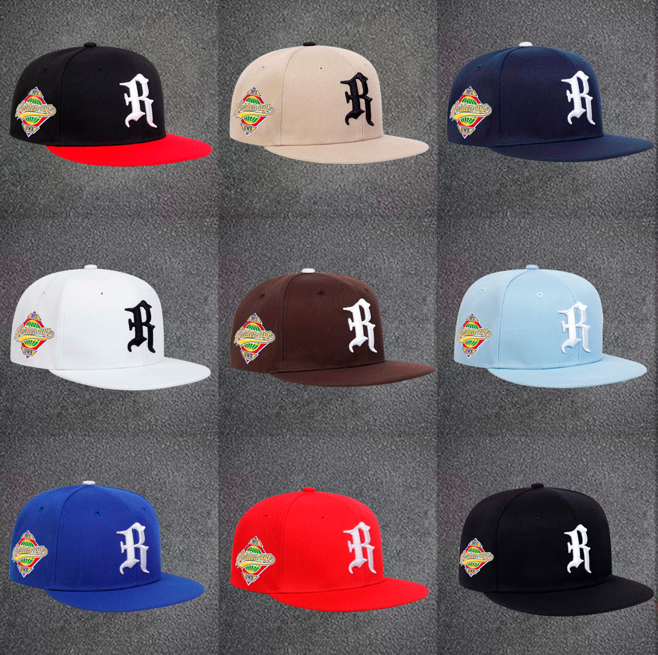 New Letter R Snapback Baseball Cap Hat Adjustable Cali Hip Hop Flat Brim Caps