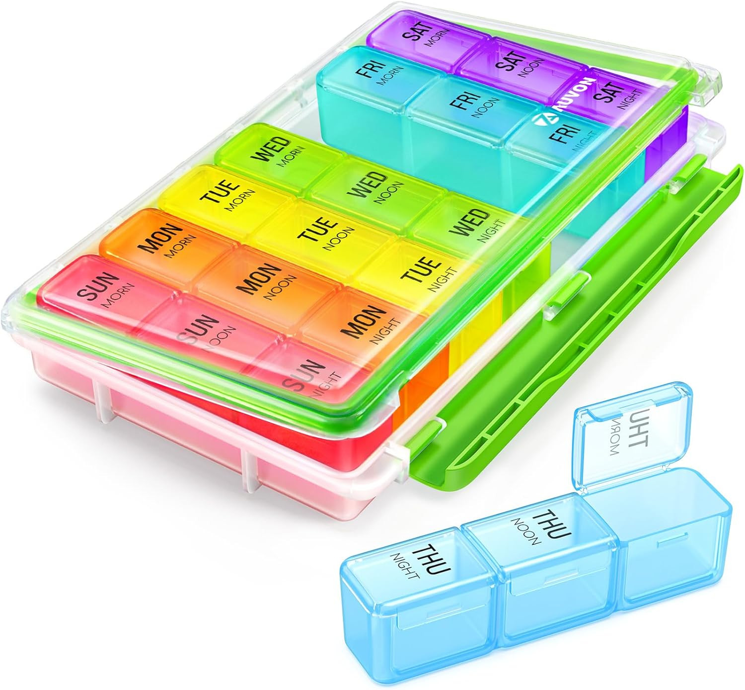 Weekly Pill Organizer 3 Times a Day with Moisture-Proof Design, Large Pill Box 7