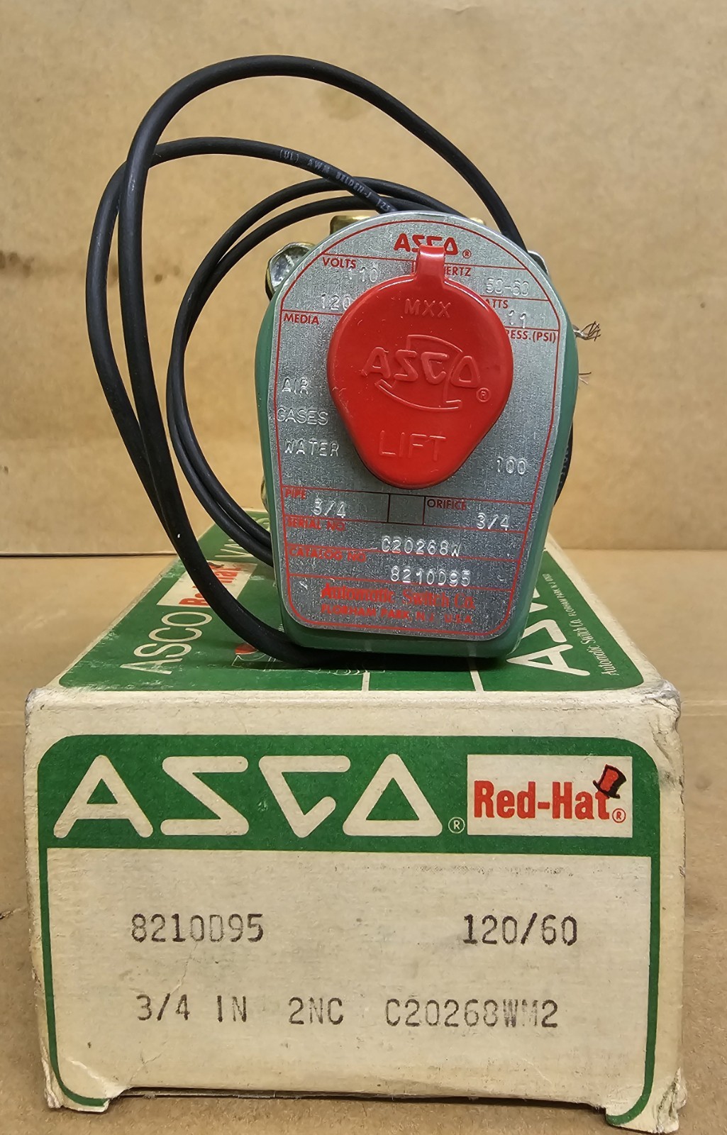 Asco Red-Hat 8210D95 2NC  3/4" Pipe Solenoid Valve