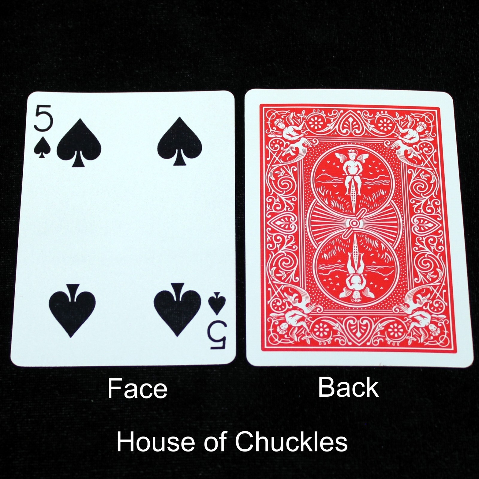 5 of Spades with 4 Spade Pips - Mis-Matched, Bicycle Printed Gaff Card, Red