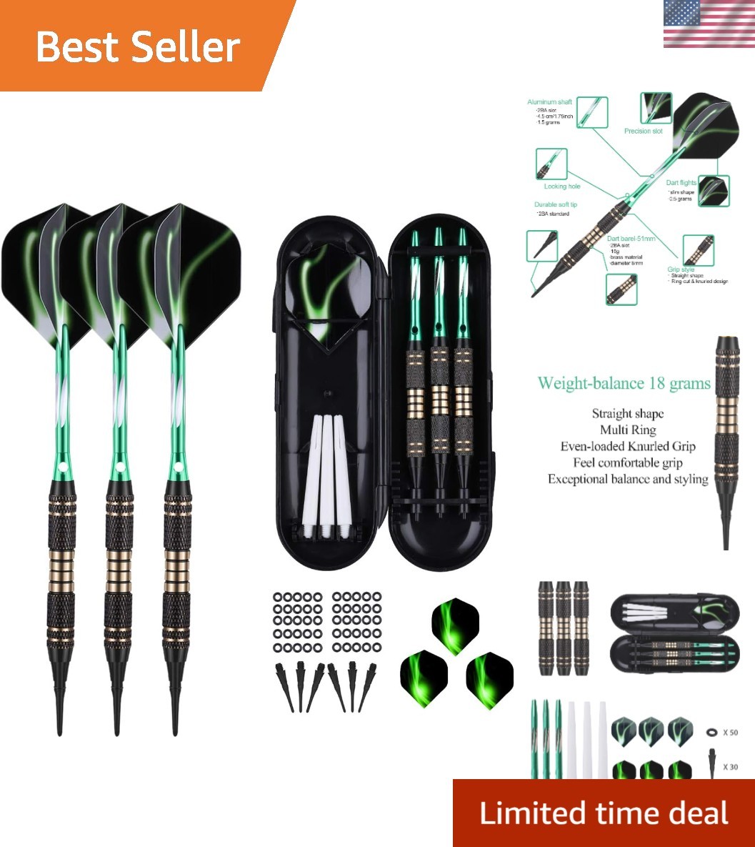 Soft tip Darts Set 18/20 Grams - Professional Darts Plastic Tip with Brass Ba...