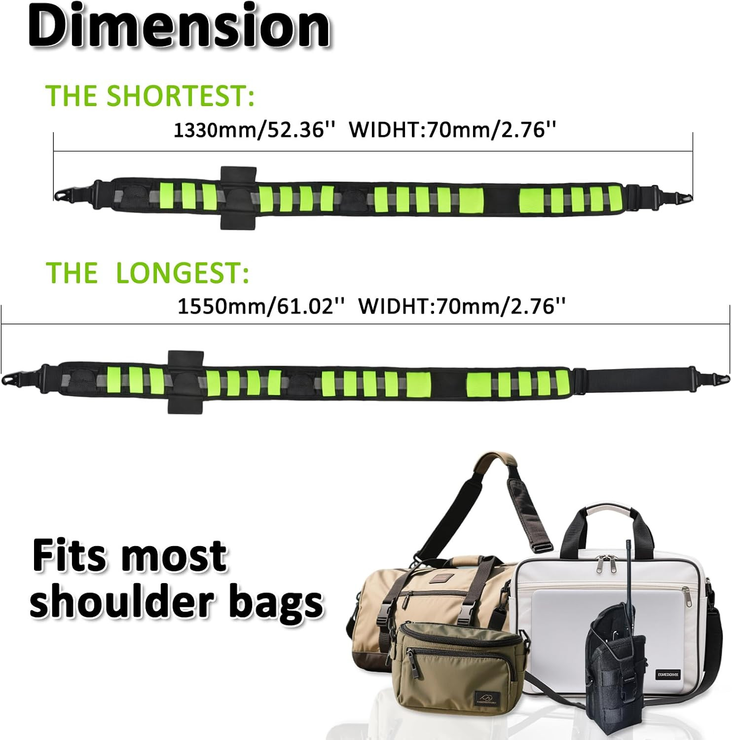 Adjustable Reflective Crossbody Shoulder Breathable Strap (3.5Ft to 4.9Ft) Repla
