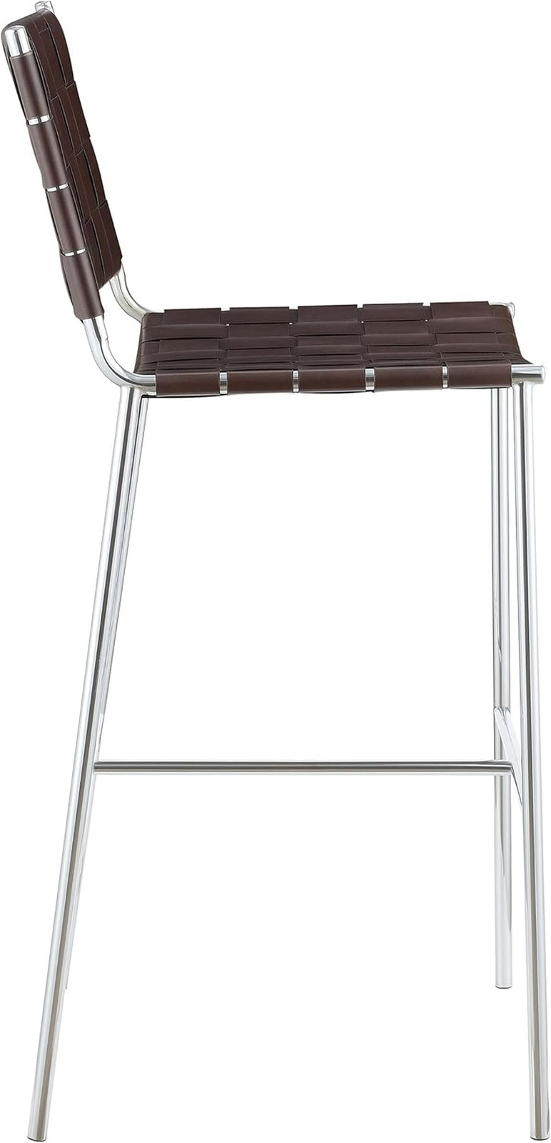 Adelaide Brown Upholstered Pub Height Bar Stool with Chrome Accents