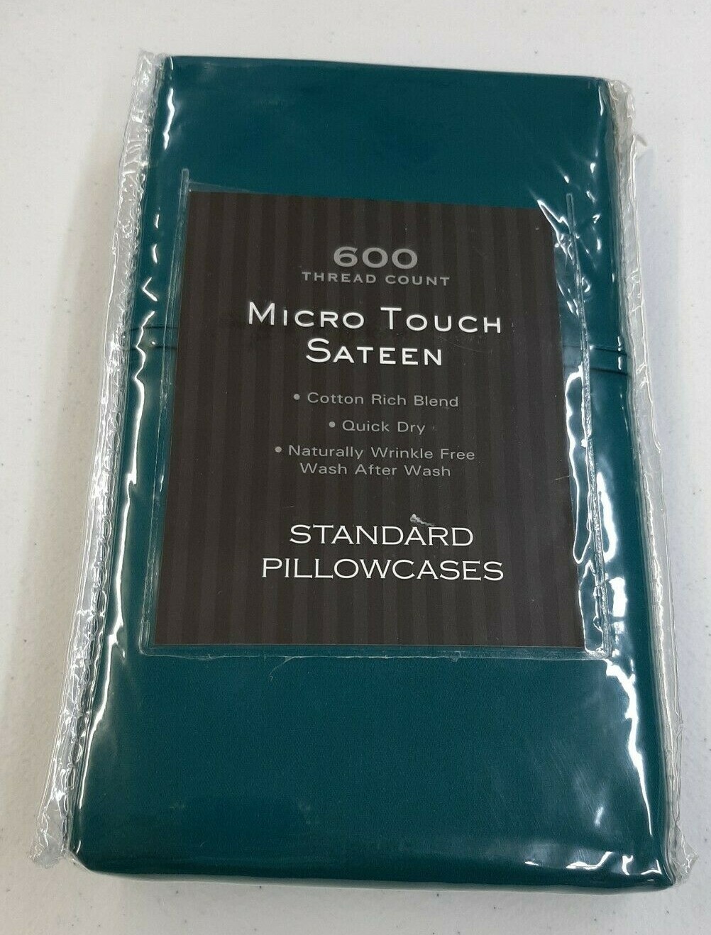 Micro Touch Sateen 600 Thread Count Standard Pillowcases NEW Teal