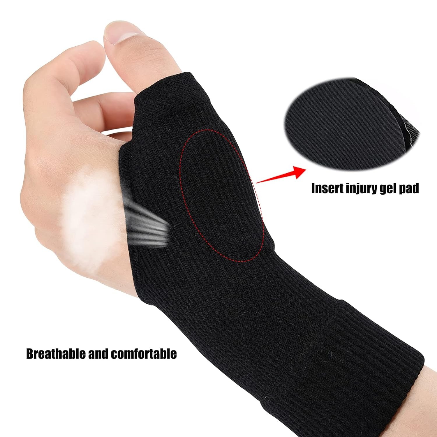 Wrist Thumb Support Compression Gloves (1 Pair), Breathable One Size