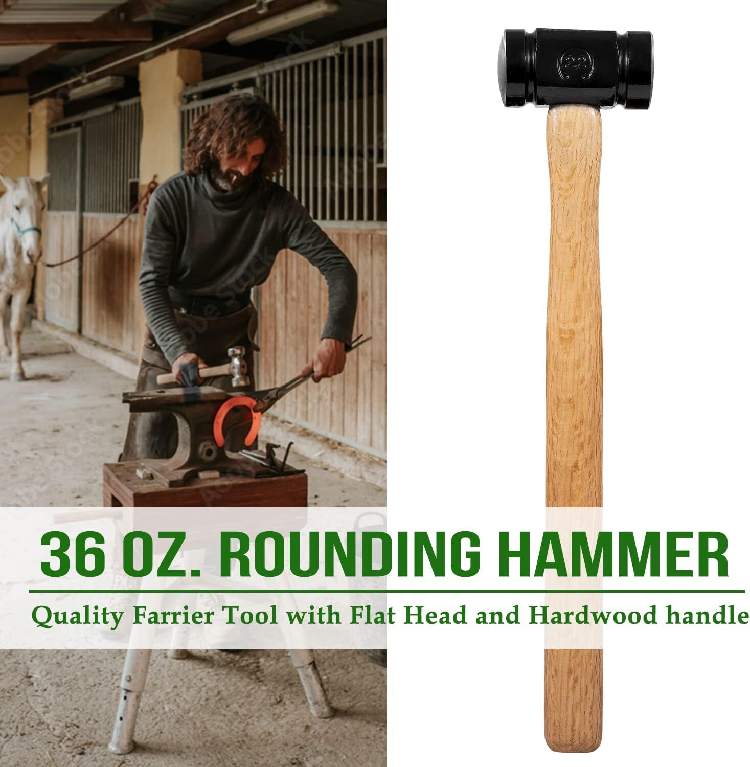 36OZ Rounding Hammer Blacksmith Engineer Drilling Handmade Knife Making Forge