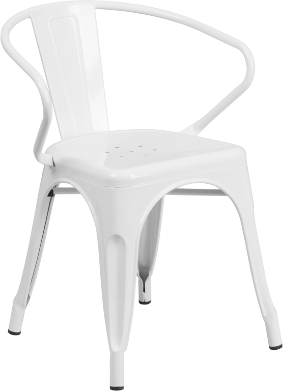 Industrial Style White Metal Restaurant Chair - Outdoor Cafe Bistro Chair