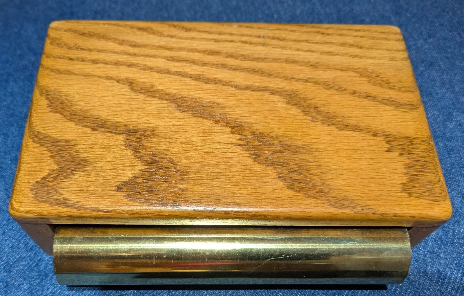 Vintage Dorr Bell Oak Cover Brass Chimes Mid Century 9 Inch