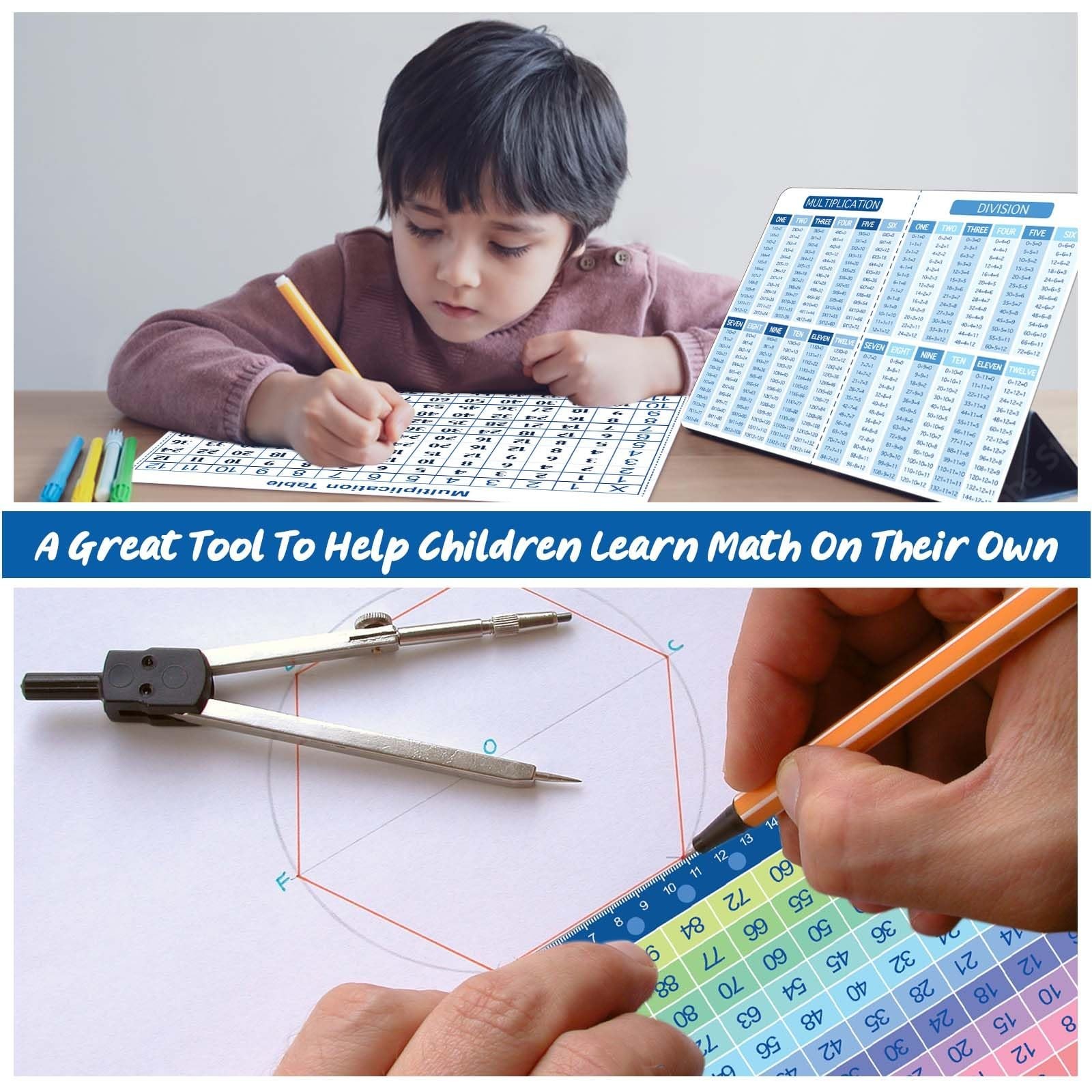 Multiplication Master Kit - 3 Pack Double Sided Dry Erase Math Whiteboards & ...