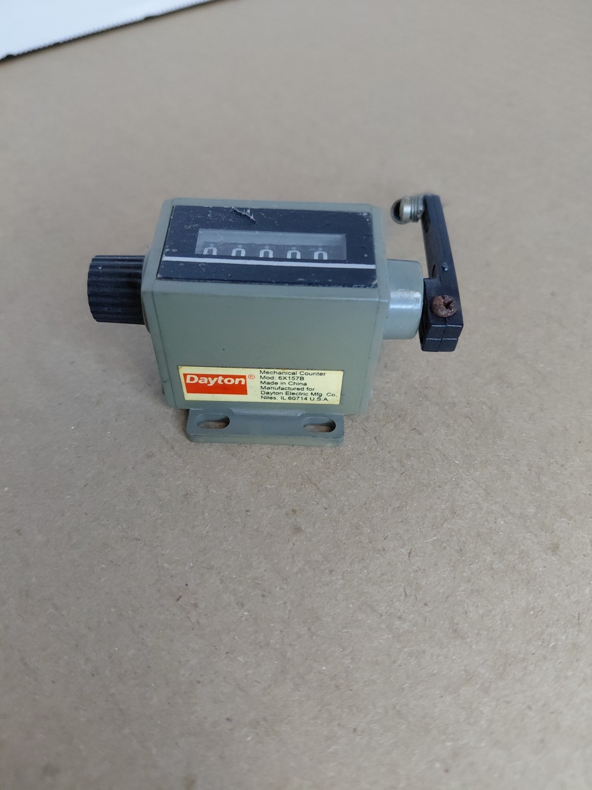 Dayton 6X157B Mechanical Counter, 5 Digits, Arm And Spring