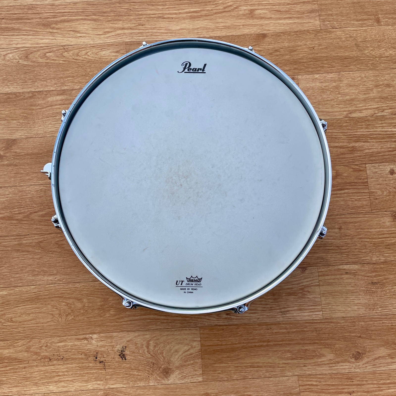 1990s Pearl Steel 5x14 Snare Drum 8-Lug Chrome Over Steel