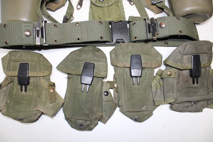 US Military Issue Alice Field Gear Belt Suspenders 4 Ammo Pouches 2Canteen LARGE