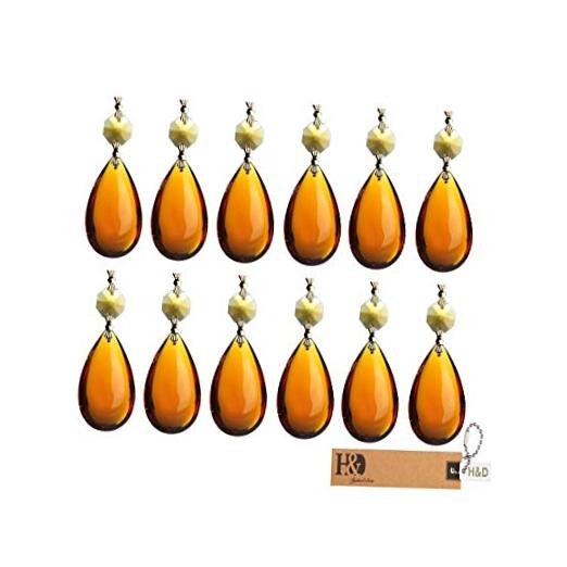 H&D Amber Chandelier Teardrop Pendant Hanging Crystal Replacement Part Brown