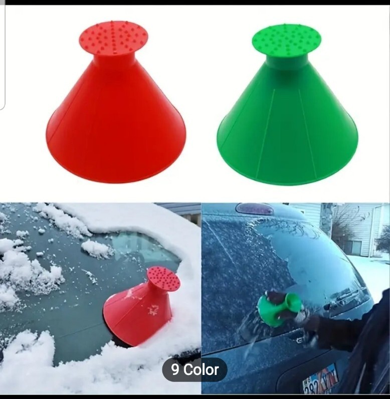 2 in 1 Car Windshield Magic Ice Scraper Tool Cone Shaped And Funnel. 3pc 