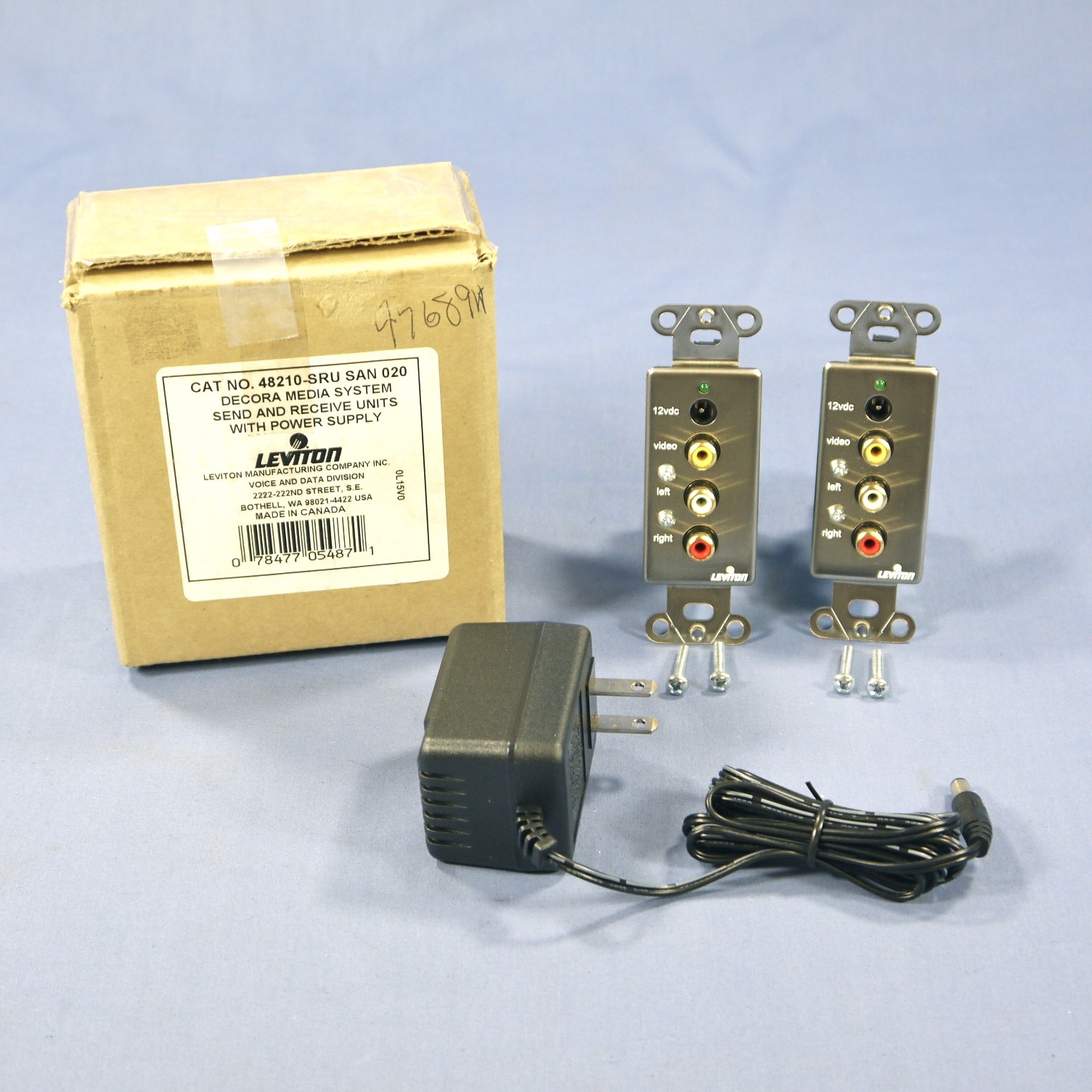 Leviton Decora Media System Send Receive Unit Cat5 +Power Supply 50MHz 48210-SRU