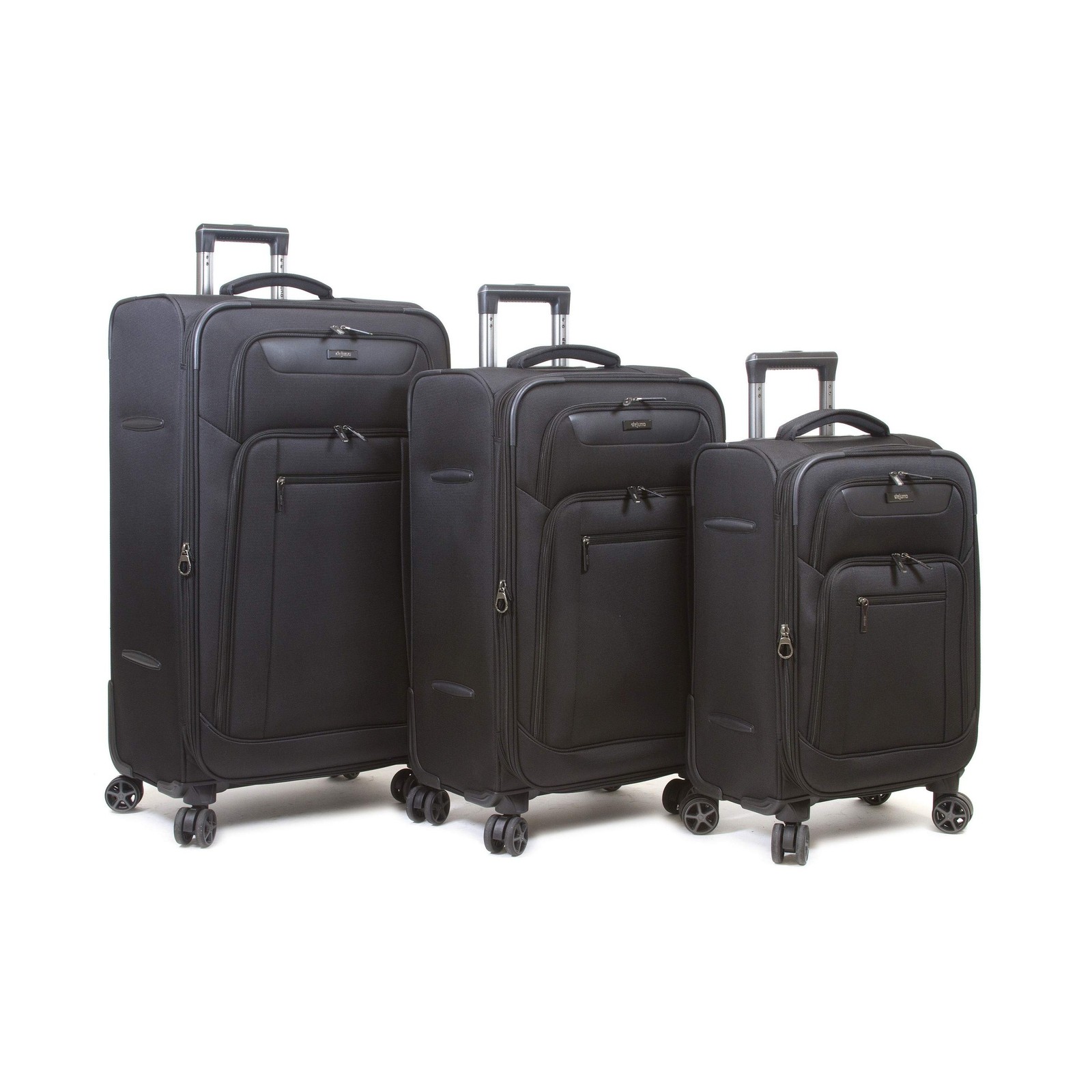 Dejuno Executive New Generation Spinner Luggage USB Port, Black, 3-Piece Set