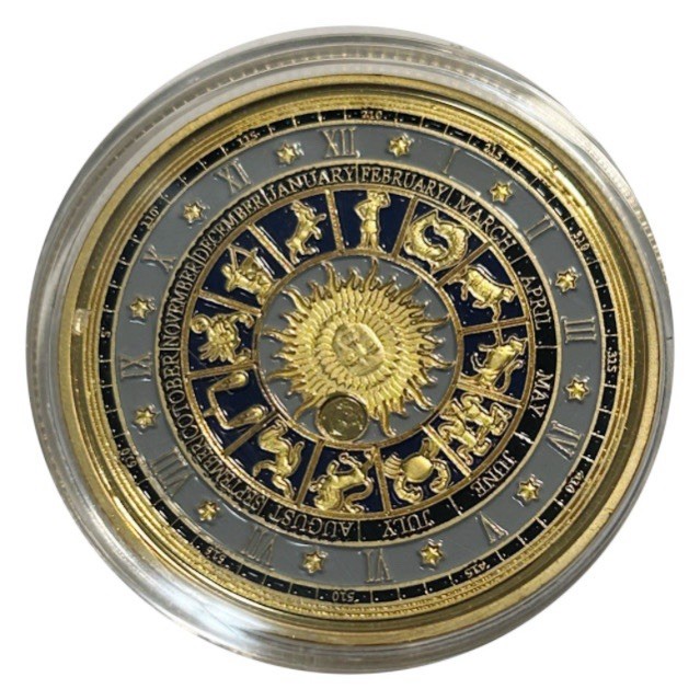 Lucky Coin Scorpio Zodiac Gold & Black Commemorative  in Plastic Capsule