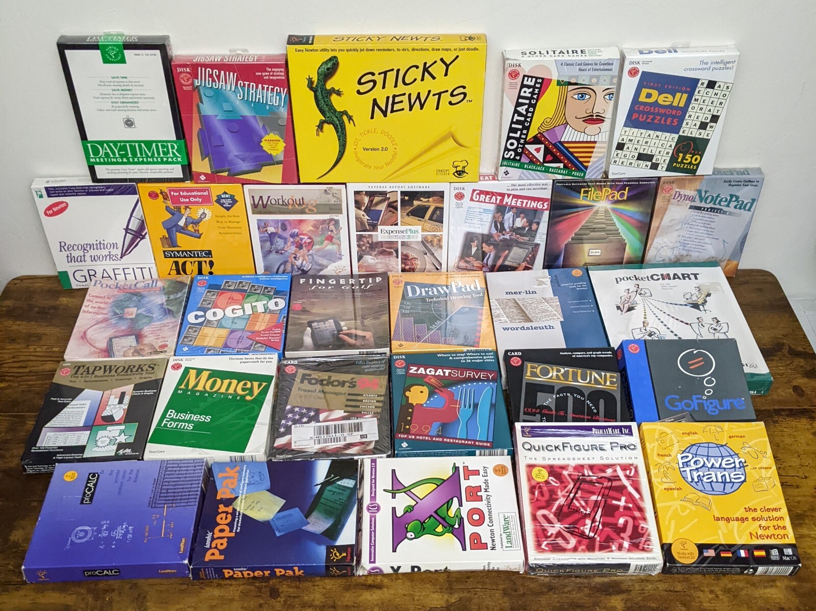 Apple Newton Software & Games Lot of 29: 3.5” Disks & PCMCIA Cards / NEW & USED